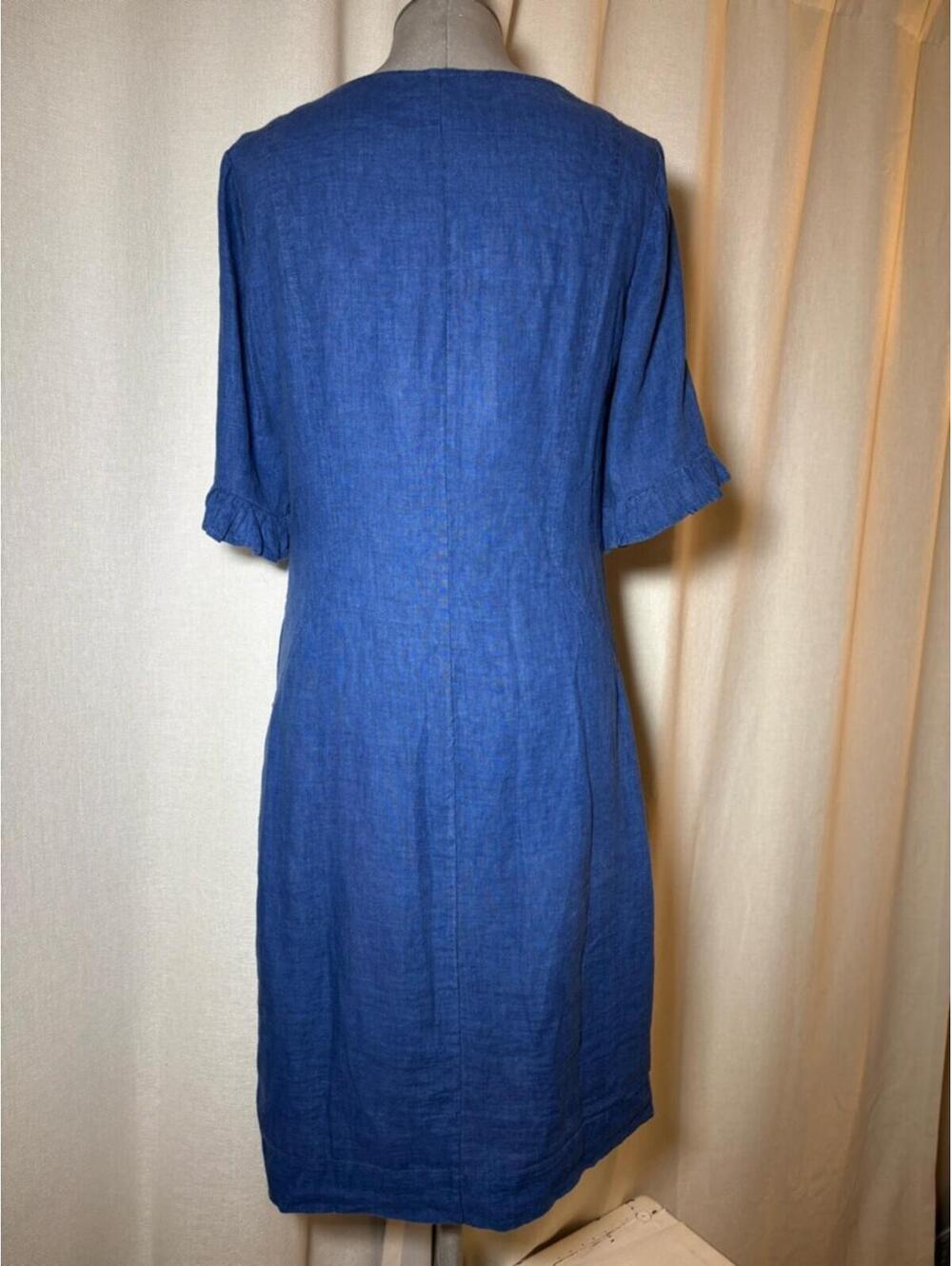 Boden 100% Linen Blue Shift Dress Pockets Coastal Chic Preppy Luxury Size 4 - Picture 9 of 9